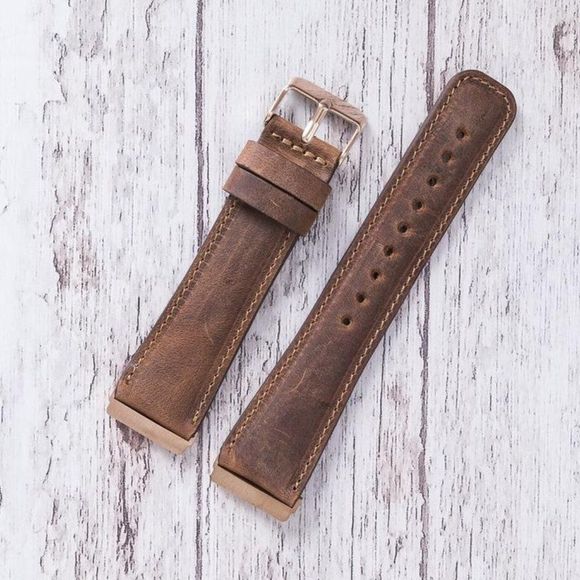 Fitbit Versa 1, 2, 3 & Sense Leather Band Brown - Picture 3 of 8